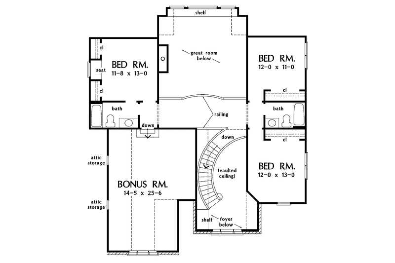Home Plan - Floor Plan - Upper Floor for Traditional House Plan #929-805 - 4 bed, 3.5 bath