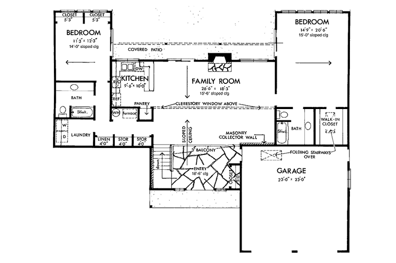 Home Plan - Floor Plan - Main Floor for Contemporary House Plan #320-820 - 2 bed, 2 bath