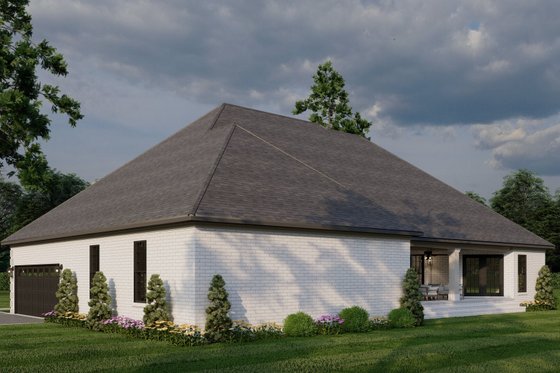 Exterior - Rear Elevation for European House Plan #17-1180 - 4 bed, 2.5 bath
