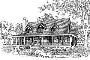 Exterior - Front Elevation for Country House Plan #929-294 - 3 bed, 2 bath
