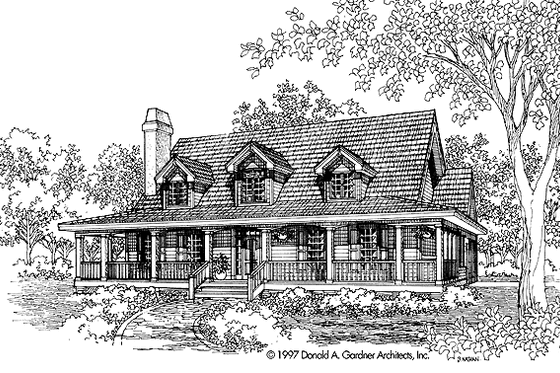 Exterior - Front Elevation for Country House Plan #929-294 - 3 bed, 2 bath
