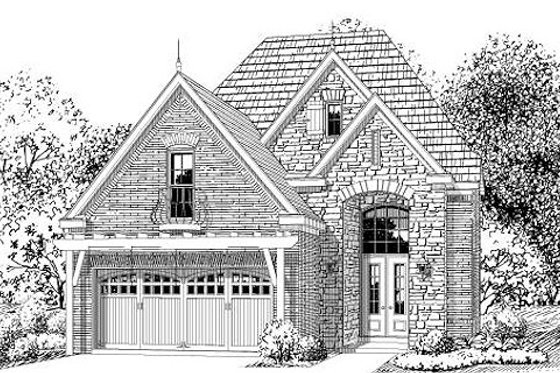 Exterior - Front Elevation for European House Plan #424-232 - 3 bed, 2.5 bath
