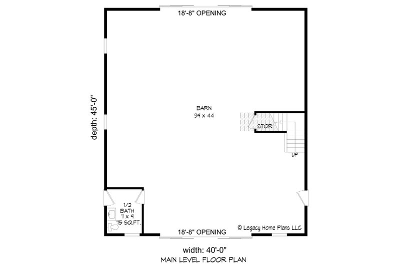 Architectural House Design - Floor Plan - Main Floor for Country House Plan #932-782, 1 bath
