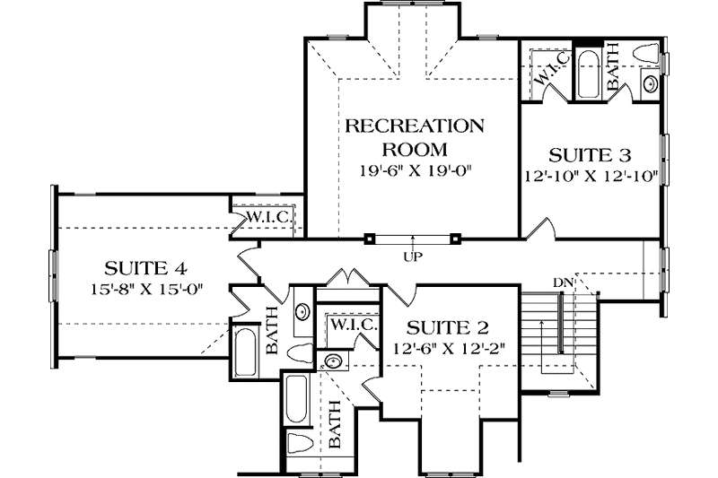 Architectural House Design - Floor Plan - Upper Floor for Tudor House Plan #453-573 - 4 bed, 4.5 bath
