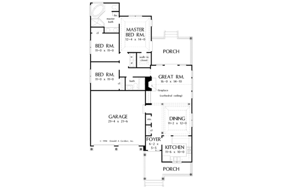 Floor Plan - Main Floor for Ranch House Plan #929-304 - 3 bed, 2 bath