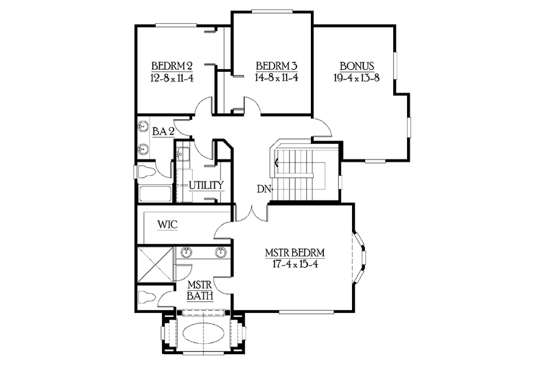 Home Plan - Floor Plan - Upper Floor for Craftsman House Plan #132-245 - 3 bed, 2.5 bath