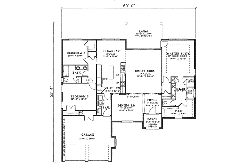 Home Plan - Floor Plan - Main Floor for Mediterranean House Plan #17-1138 - 3 bed, 2 bath