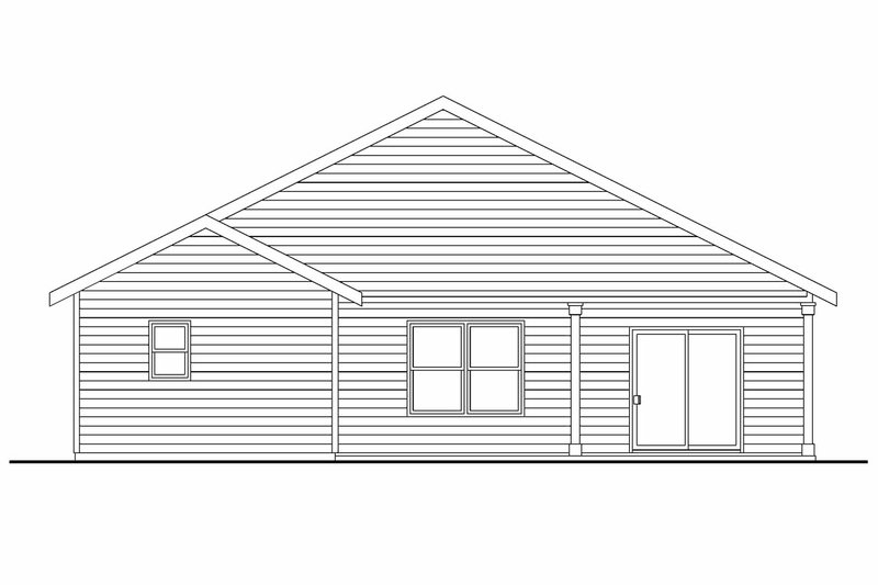 Architectural House Design - Exterior - Rear Elevation for Craftsman House Plan #124-690 - 3 bed, 2 bath
