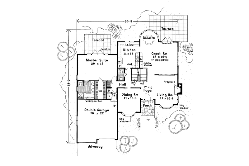 House Plan Design - Floor Plan - Main Floor for Traditional House Plan #3-332 - 4 bed, 3.5 bath