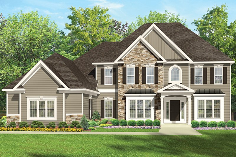 House Plan Design - Exterior - Front Elevation 3 for Colonial House Plan #1010-167 - 4 bed, 2.5 bath