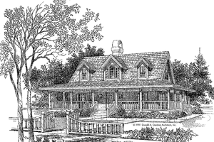 Exterior - Front Elevation 3 for Farmhouse House Plan #929-77 - 3 bed, 2.5 bath