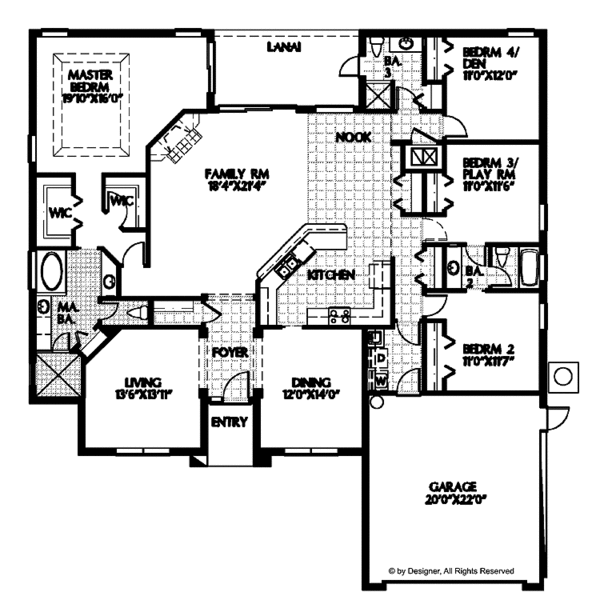 House Blueprint - Mediterranean Floor Plan - Main Floor Plan #999-99
