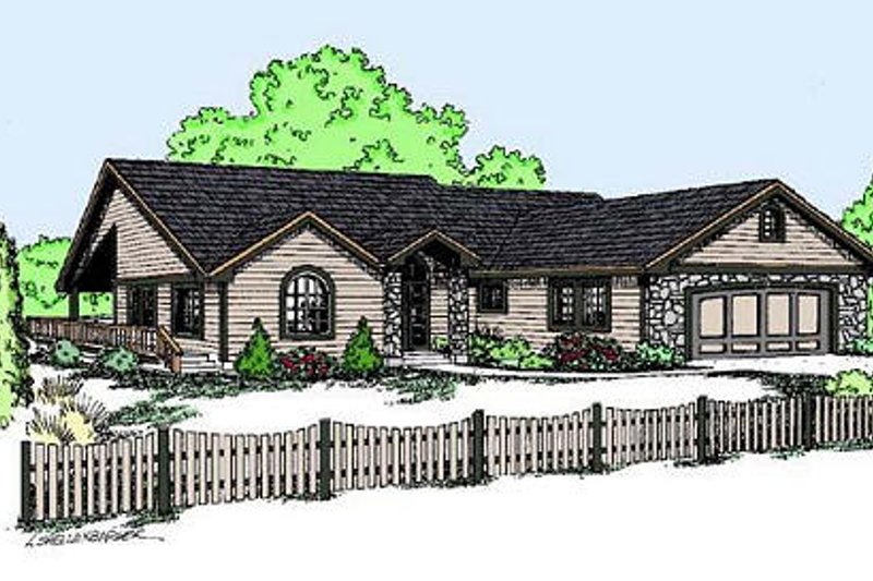 Ranch Style House Plan - 3 Beds 2.5 Baths 1613 Sq/Ft Plan #60-574