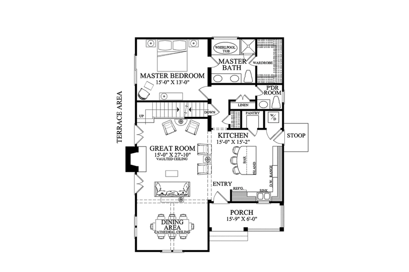 House Plan Design - Floor Plan - Main Floor for Craftsman House Plan #137-363 - 3 bed, 2.5 bath