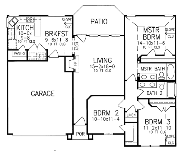 House Plan Design - Ranch Floor Plan - Main Floor Plan #952-194