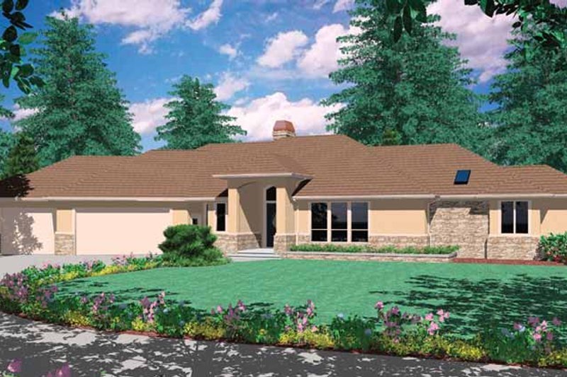 Architectural House Design - Prairie Exterior - Front Elevation Plan #48-889