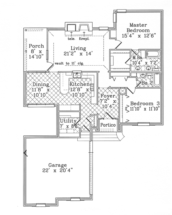 Architectural House Design - European Floor Plan - Main Floor Plan #985-4