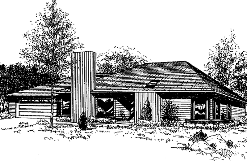 House Blueprint - Contemporary Exterior - Front Elevation Plan #60-714
