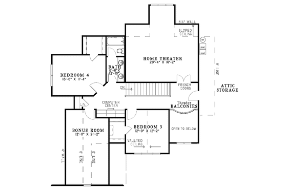 Floor Plan - Upper Floor for Traditional House Plan #17-2802 - 4 bed, 3 bath