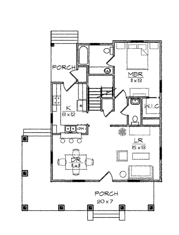 House Design - Craftsman Floor Plan - Main Floor Plan #936-14