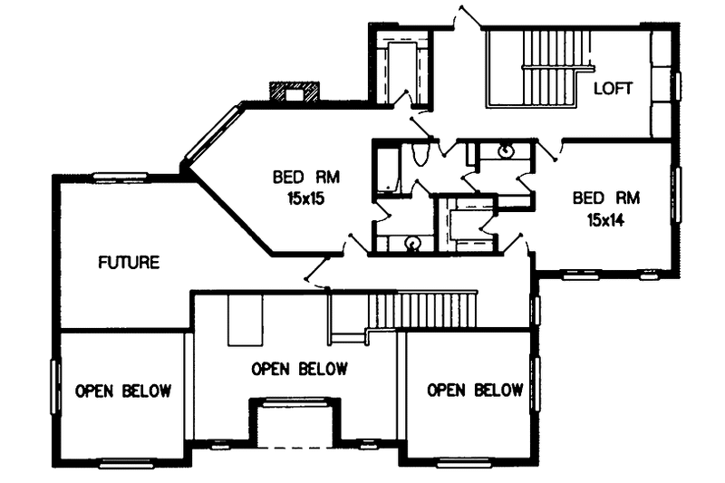 Dream House Plan - Floor Plan - Upper Floor for Traditional House Plan #15-374 - 4 bed, 3 bath