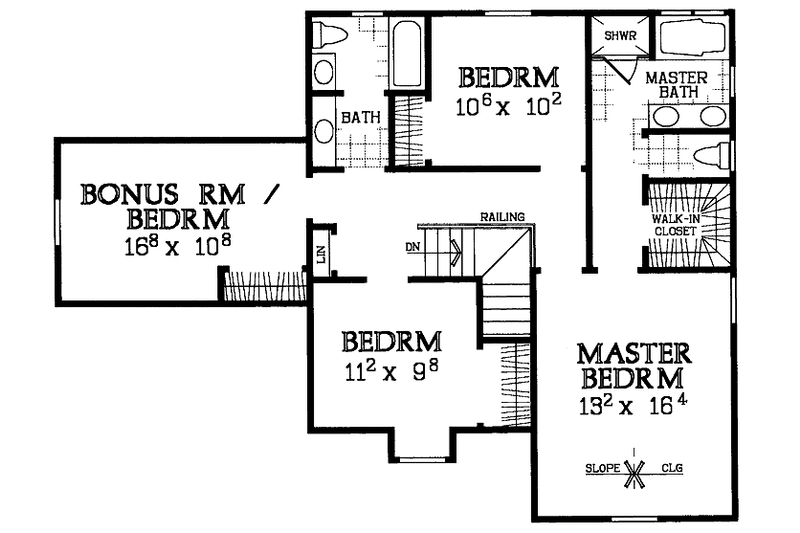 Home Plan - Floor Plan - Upper Floor for Traditional House Plan #72-1076 - 3 bed, 2.5 bath