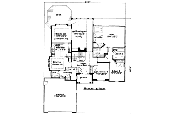 Floor Plan - Main Floor for Traditional House Plan #328-153 - 3 bed, 2.5 bath