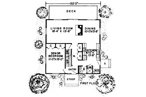 Floor Plan - Main Floor for Modern House Plan #312-482 - 2 bed, 2 bath