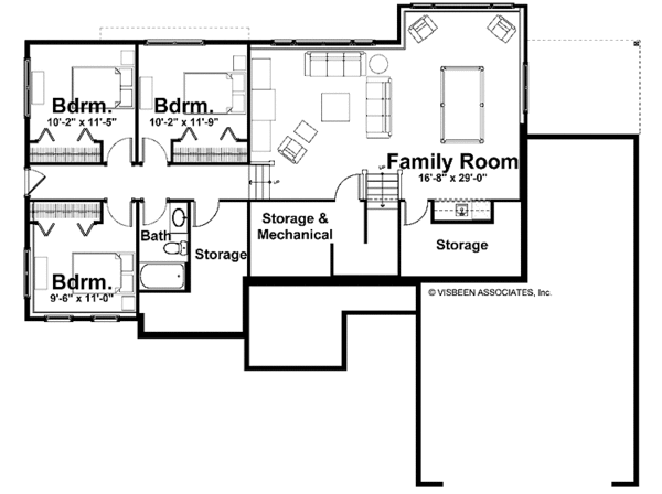 Craftsman Floor Plan - Lower Floor Plan #928-159