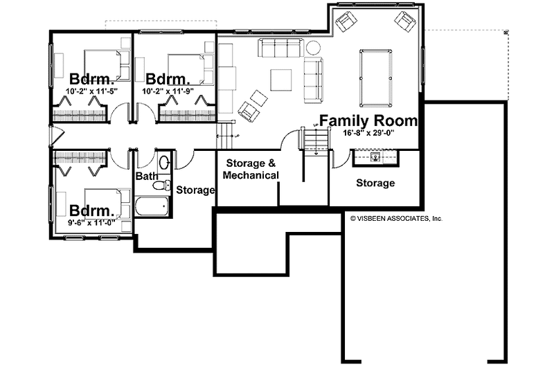 Home Plan - Floor Plan - Lower Floor for Craftsman House Plan #928-159 - 2 bed, 2.5 bath