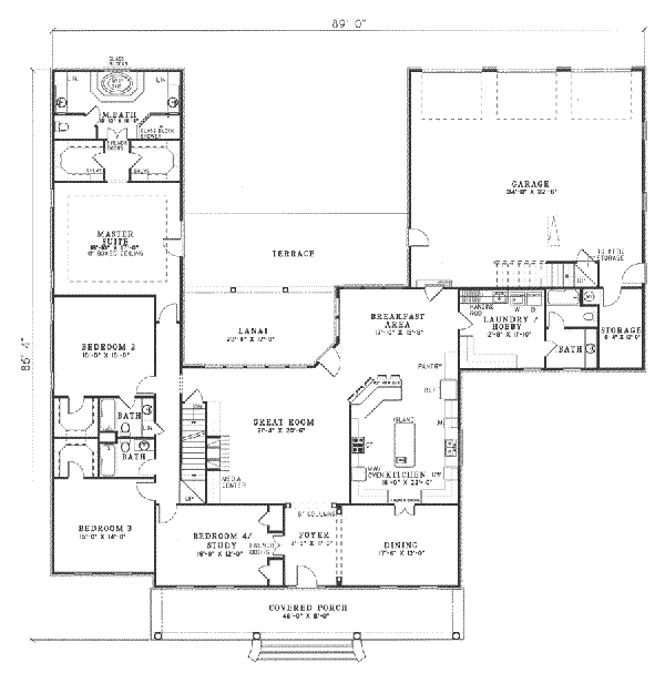 Country Floor Plan - Main Floor Plan #17-596