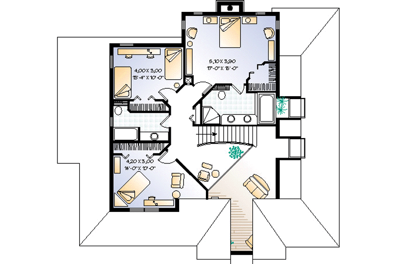 Home Plan - Floor Plan - Upper Floor for Country House Plan #23-2010 - 3 bed, 2.5 bath