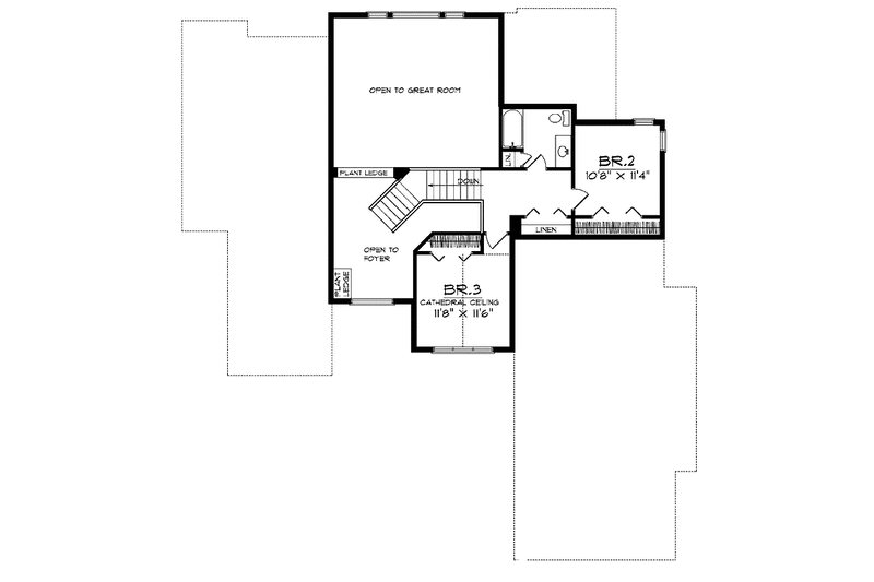 Architectural House Design - Floor Plan - Upper Floor for Mediterranean House Plan #70-1355 - 3 bed, 2.5 bath