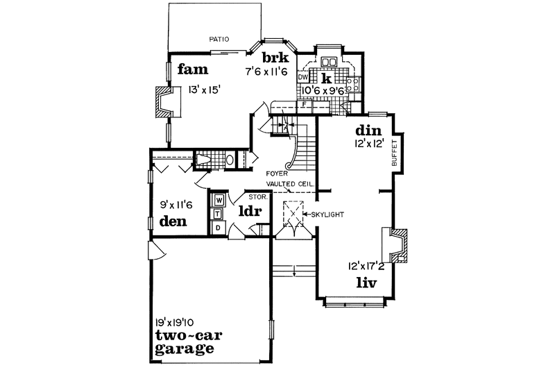 Home Plan - Floor Plan - Main Floor for Contemporary House Plan #47-978 - 3 bed, 2.5 bath