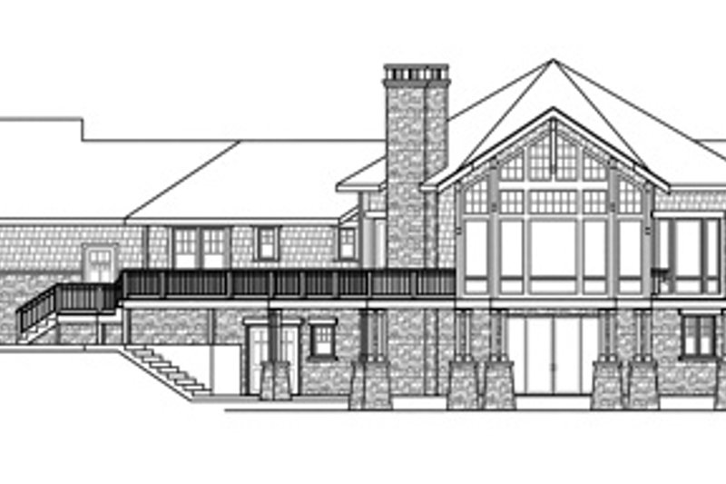 Home Plan - Exterior - Rear Elevation for Craftsman House Plan #124-848 - 4 bed, 3.5 bath
