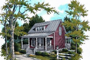 Cottage Exterior - Front Elevation Plan #45-317