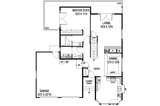 Floor Plan - Main Floor for Traditional House Plan #60-115 - 3 bed, 2.5 bath