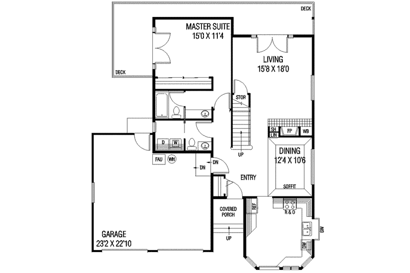 House Design - Floor Plan - Main Floor for Traditional House Plan #60-115 - 3 bed, 2.5 bath