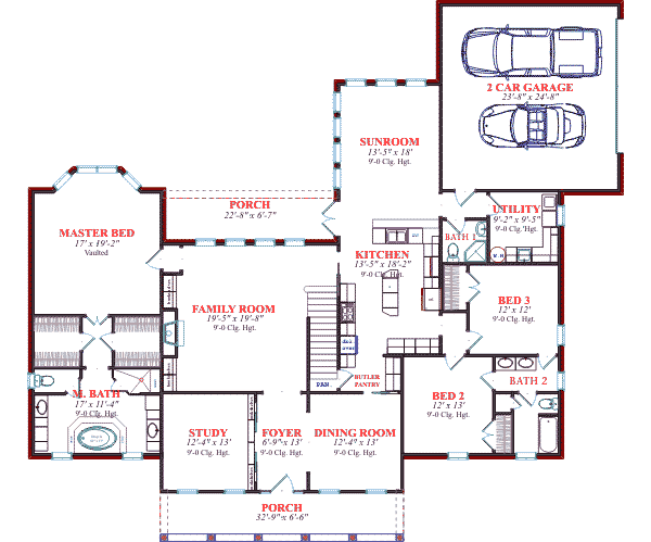 Southern Floor Plan - Main Floor Plan #63-104