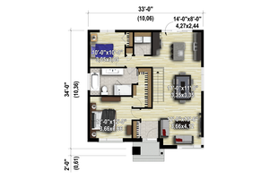 Floor Plan - Main Floor 1 for Contemporary House Plan #25-4453 - 2 bed, 1 bath