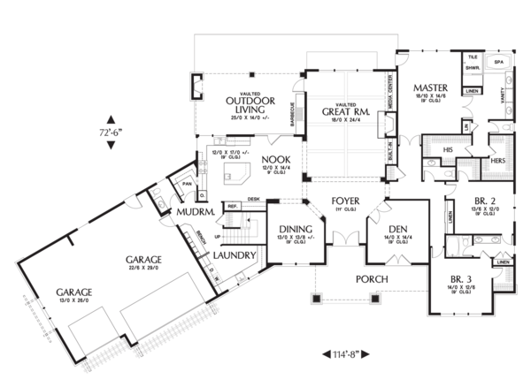 Home Plan - Craftsman Floor Plan - Main Floor Plan #48-711