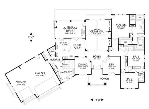 Dream House Plan - Craftsman Floor Plan - Main Floor Plan #48-711