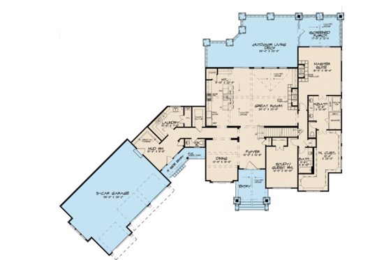 Floor Plan - Main Floor for Farmhouse House Plan #923-119 - 6 bed, 5.5 bath