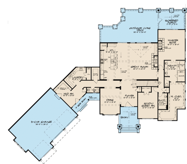 Architectural House Design - Farmhouse Floor Plan - Main Floor Plan #923-119