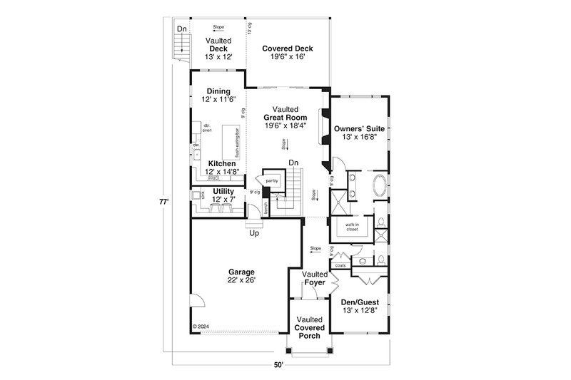 Architectural House Design - Floor Plan - Main Floor for Contemporary House Plan #124-1374 - 4 bed, 3 bath