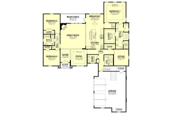 Floor Plan - Main Floor for European House Plan #430-133 - 3 bed, 2.5 bath