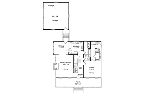 Floor Plan - Main Floor for Cabin House Plan #41-174 - 3 bed, 2.5 bath