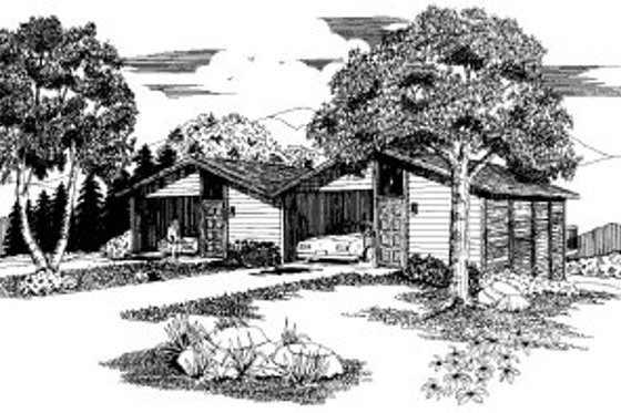 Exterior - Front Elevation for Modern House Plan #303-304 - 3 bed, 2 bath