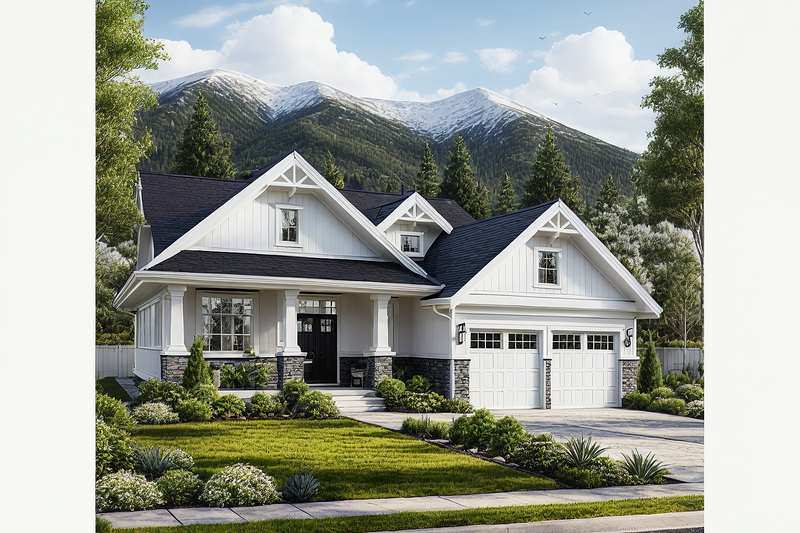 Craftsman Style House Plan - 3 Beds 2 Baths 1400 Sq/Ft Plan #515-48 Exterior
