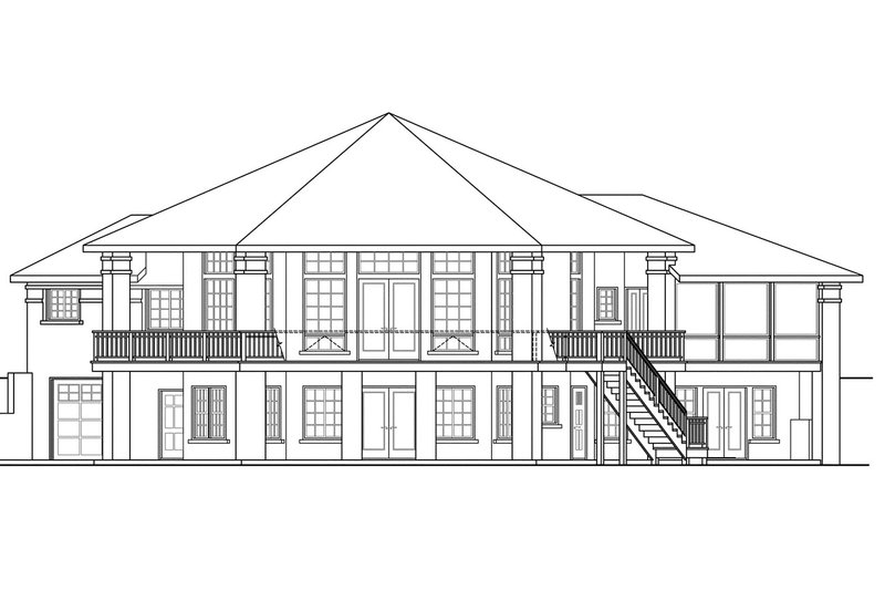 House Blueprint - Exterior - Rear Elevation for Contemporary House Plan #124-850 - 5 bed, 3.5 bath